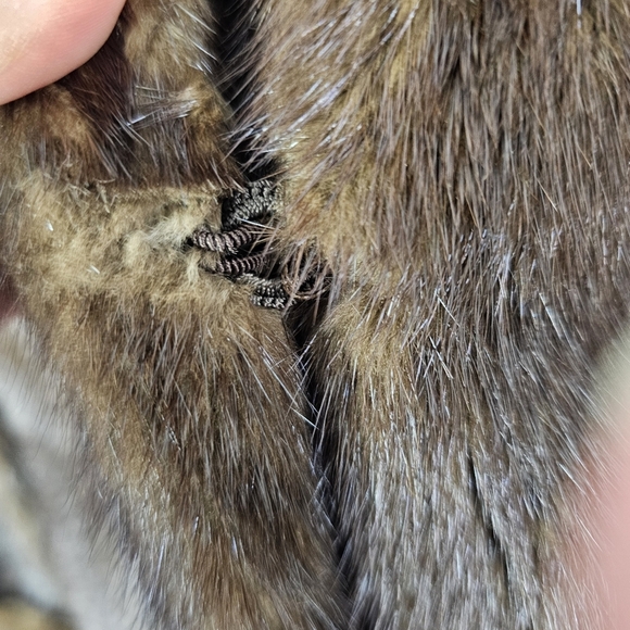 Blue Diamond Mink Canada Brown Fur Mid-Length Coat Large Glam - Picture 6 of 14